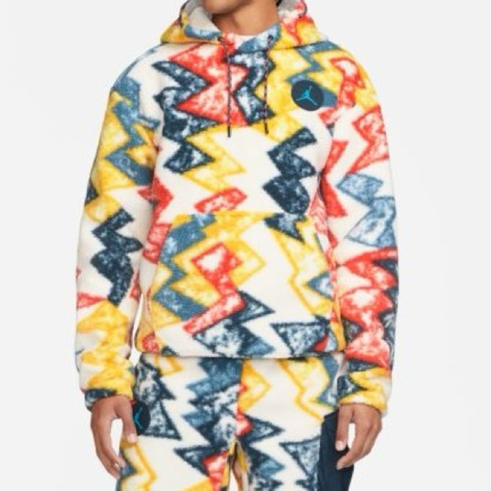 Jordan Contrast‎ Letter Print Long Sleeve Hoodie Sz M